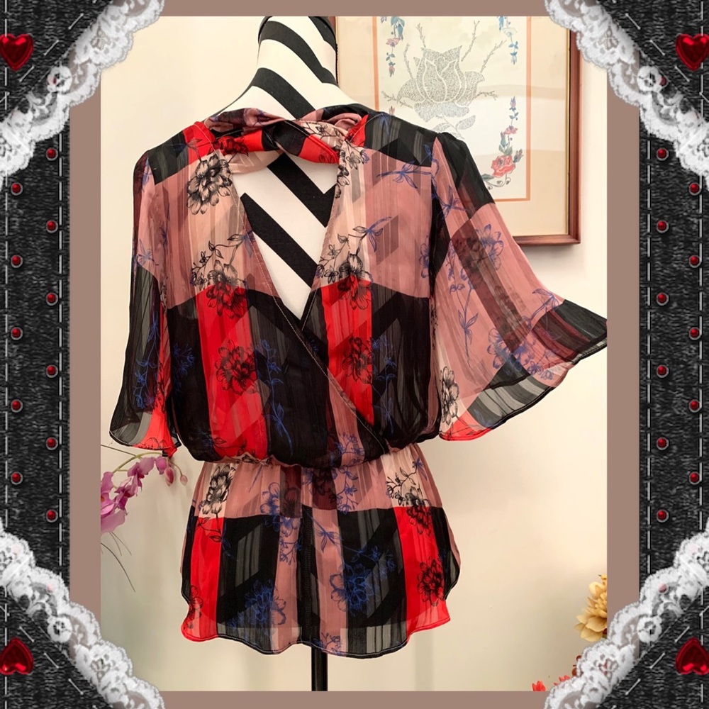 BCBGeneration Open Back Print Blouse